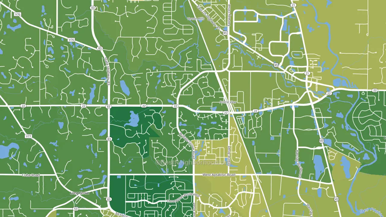 Woodlands at Fiore, Buffalo Grove, IL block-group voter-turnout map
