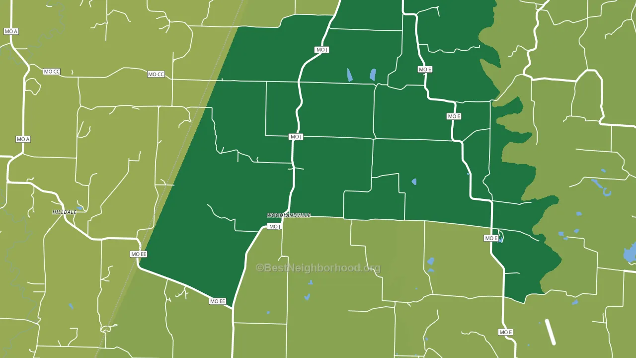 Woodlandville, MO block-group voter-turnout map