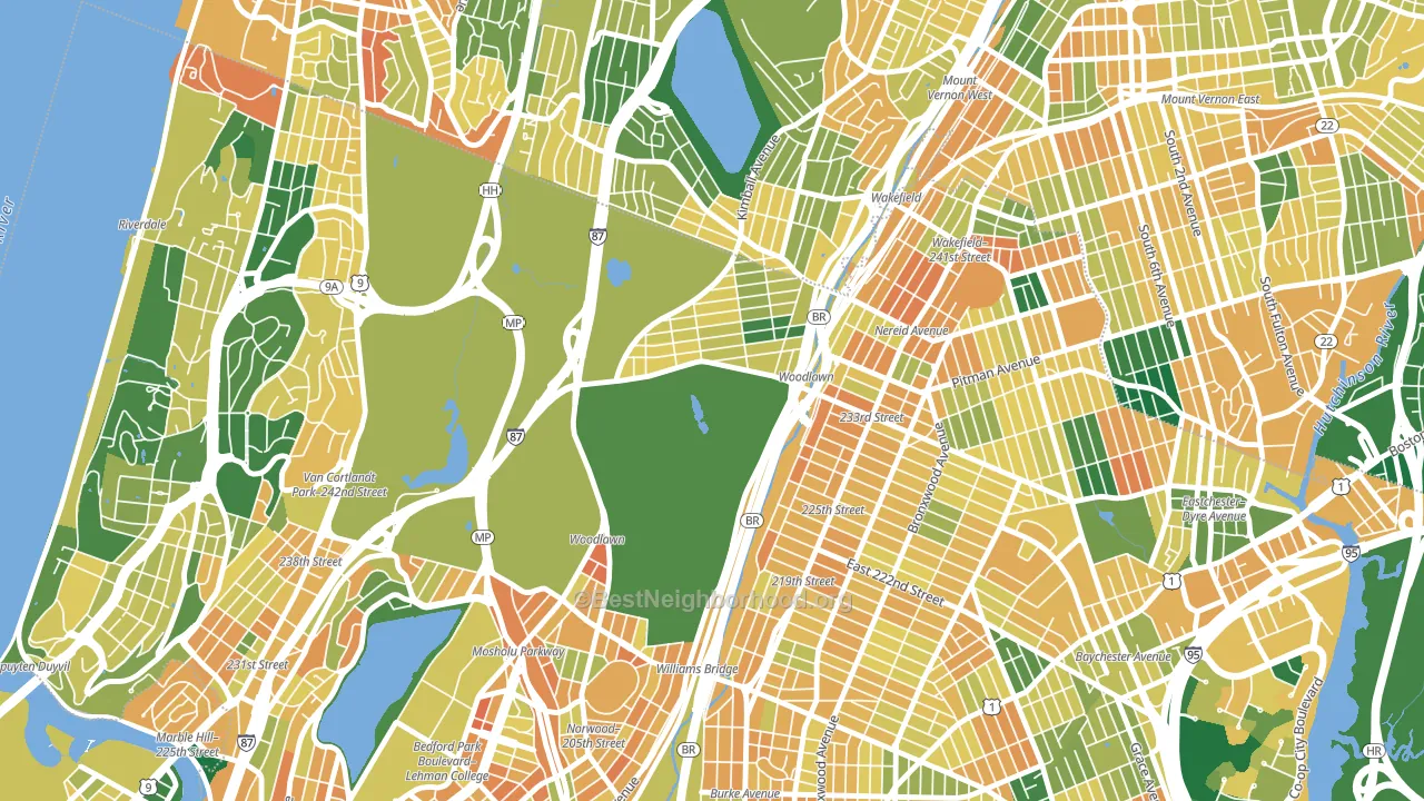 Woodlawn, Bronx, NY block-group voter-turnout map