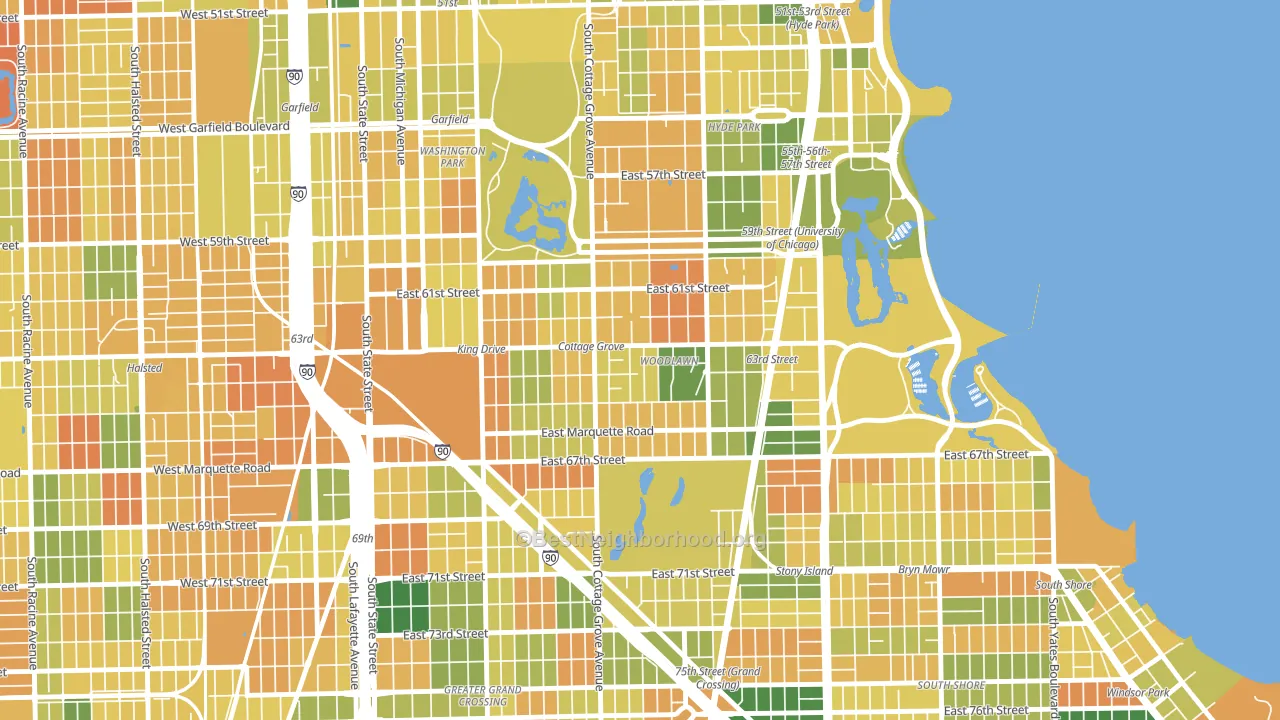 Woodlawn, Chicago, IL block-group voter-turnout map