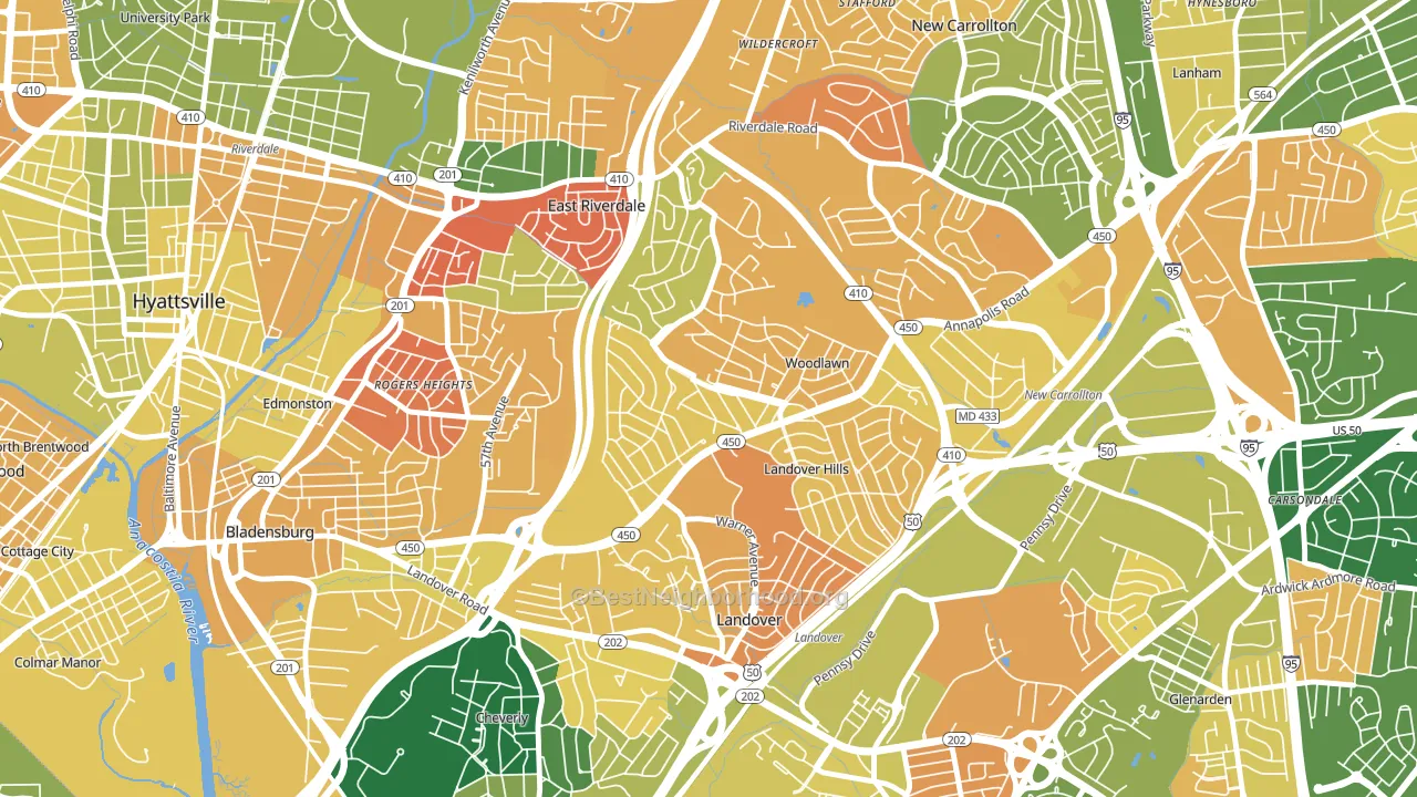 Woodlawn Hayattsville, Hyattsville, MD block-group voter-turnout map