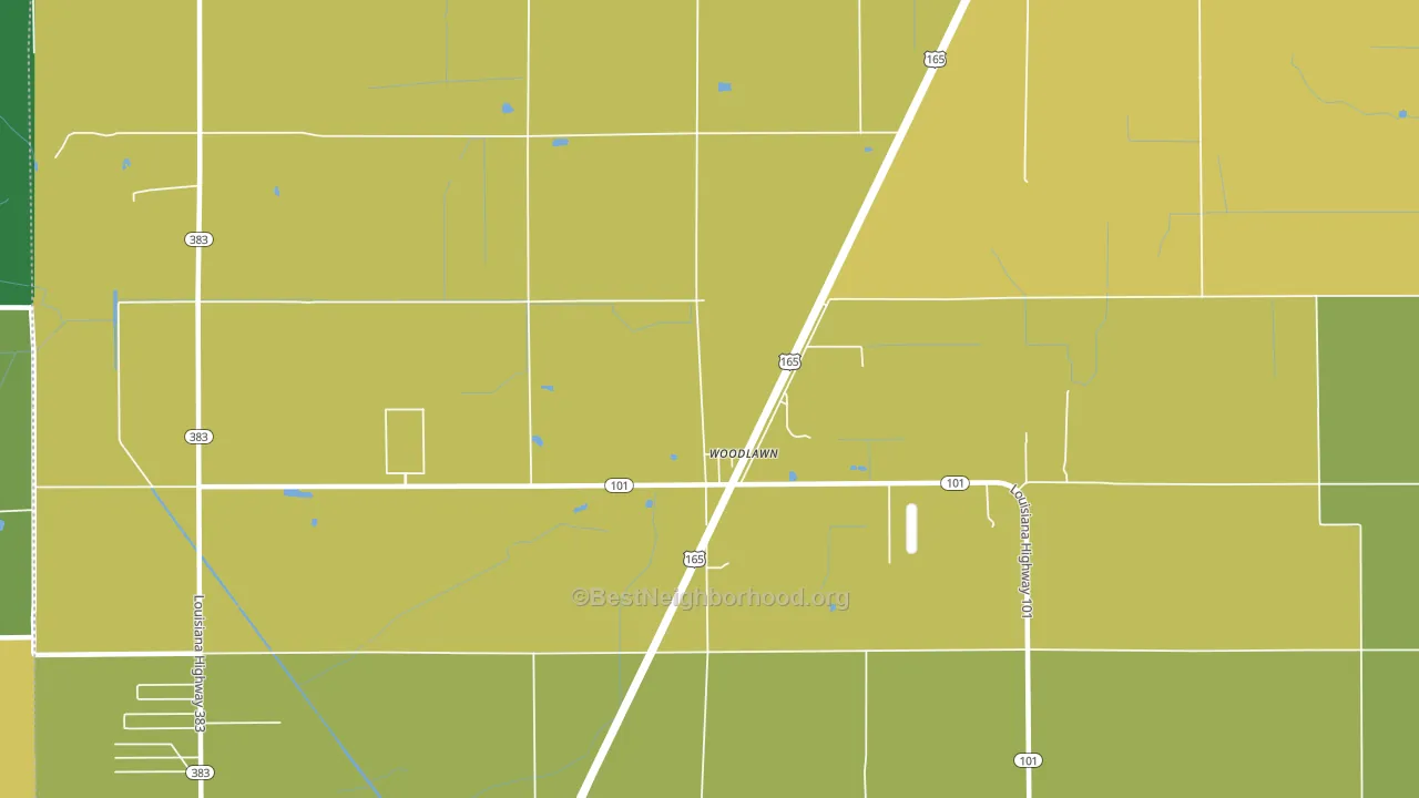 Woodlawn, LA block-group voter-turnout map