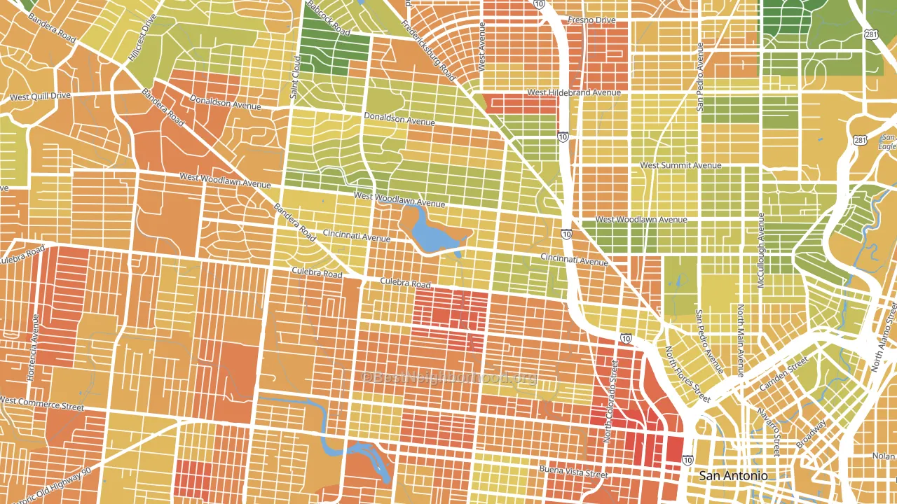 Woodlawn Lake, San Antonio, TX block-group voter-turnout map