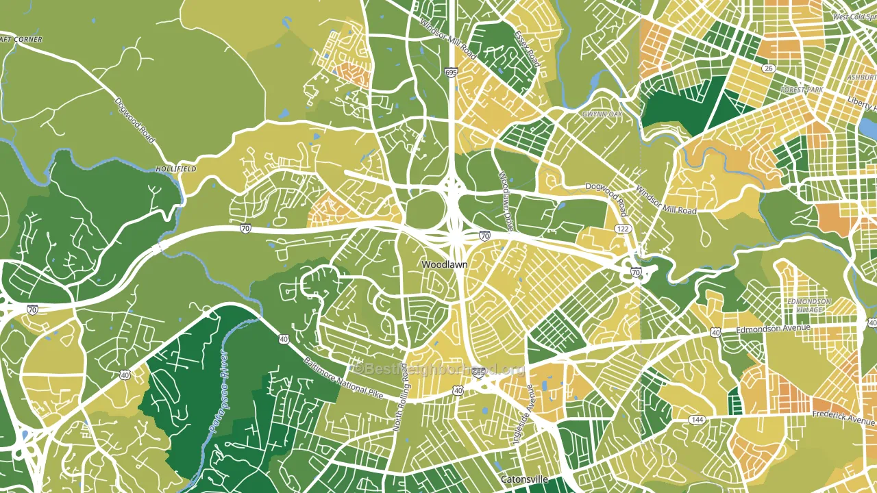 Woodlawn, MD block-group voter-turnout map
