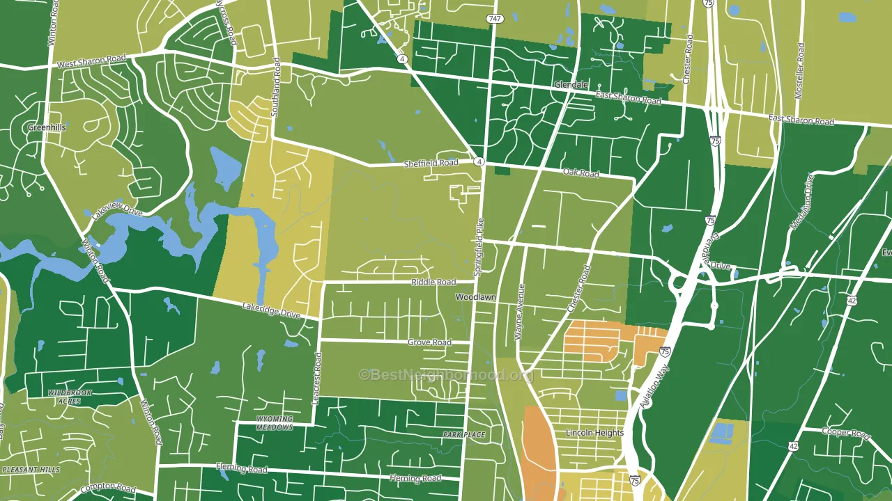 Woodlawn, OH block-group voter-turnout map