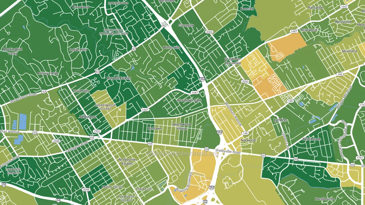 Woodlawn Park, KY block-group voter-turnout map