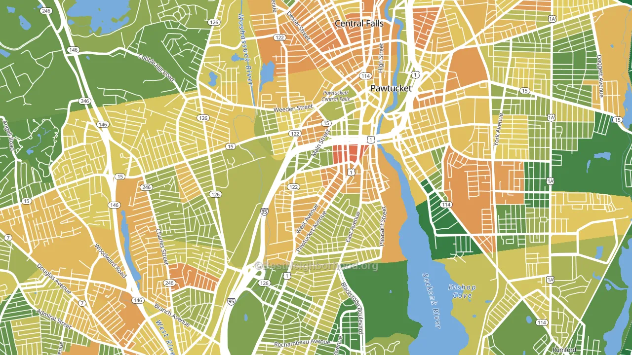 Woodlawn, Pawtucket, RI block-group voter-turnout map