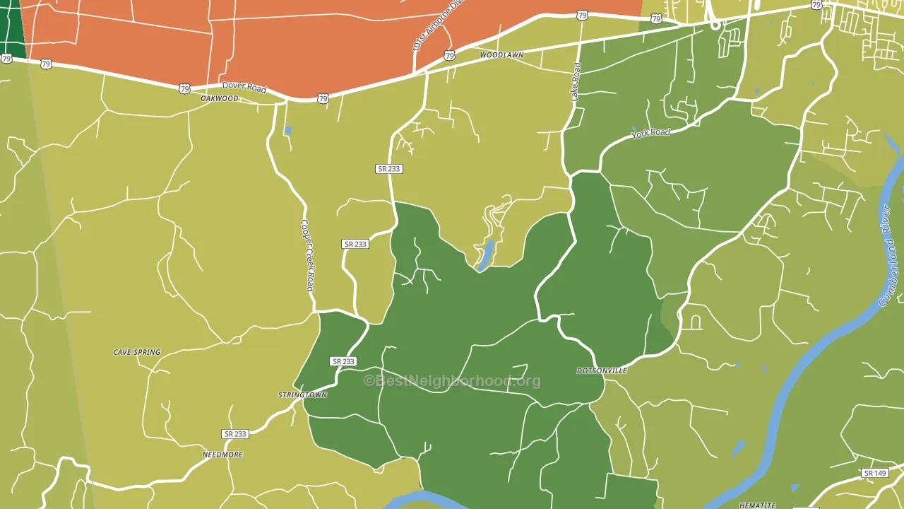 Woodlawn, TN block-group voter-turnout map