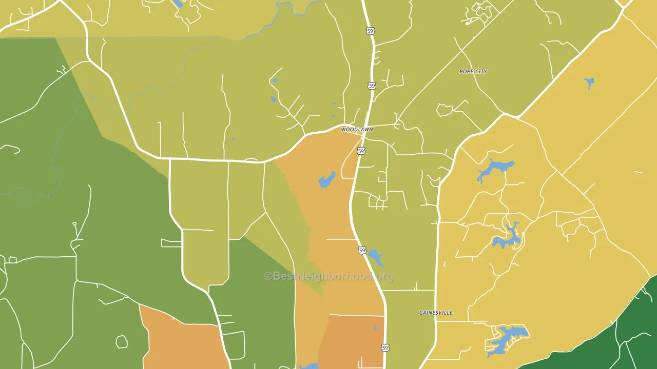 Woodlawn, TX block-group voter-turnout map