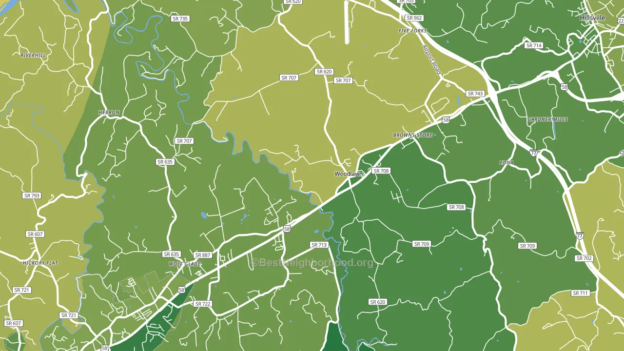 Woodlawn, VA block-group voter-turnout map