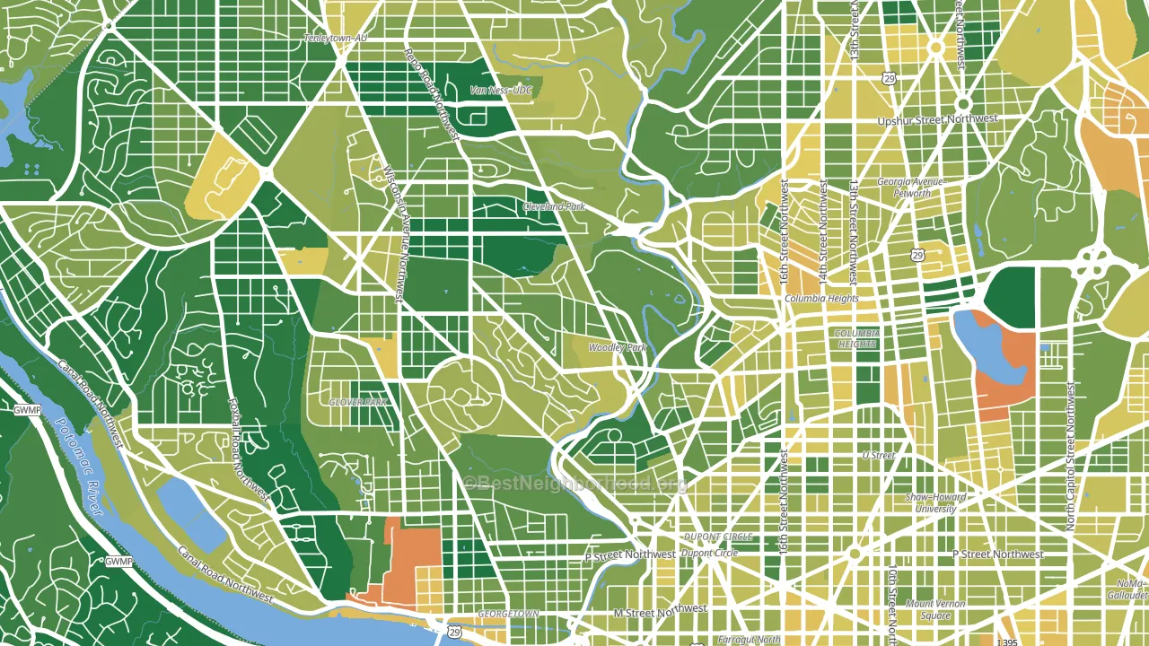 Woodley Park, Washington, DC block-group voter-turnout map