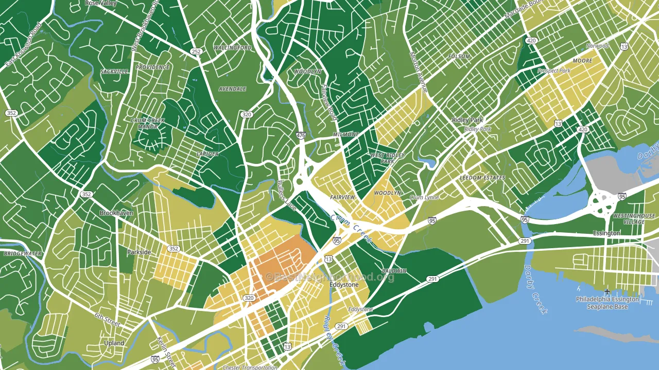 Woodlyn, PA block-group voter-turnout map
