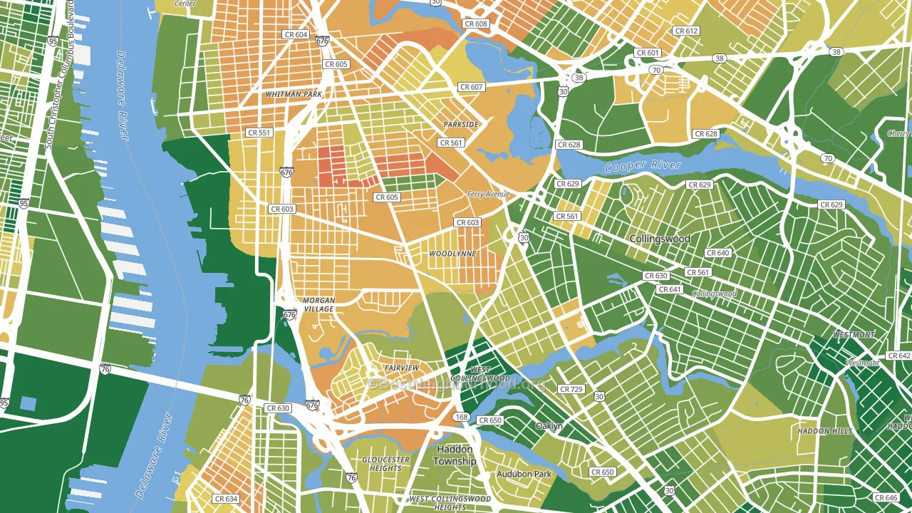 Woodlynne, NJ block-group voter-turnout map