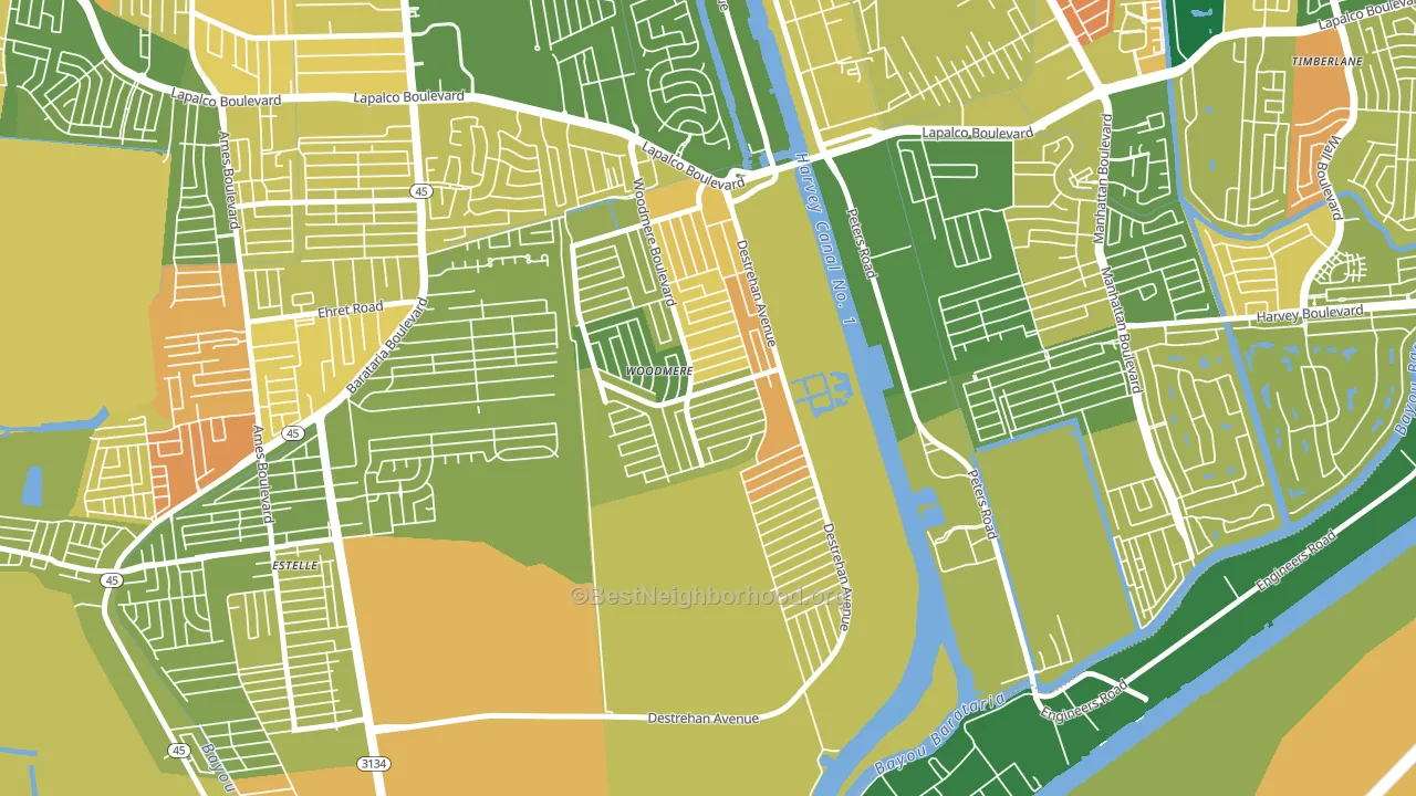 Woodmere, LA block-group voter-turnout map