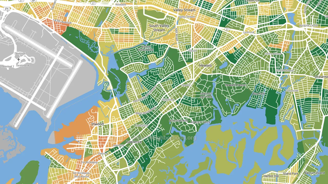 Woodmere, NY block-group voter-turnout map