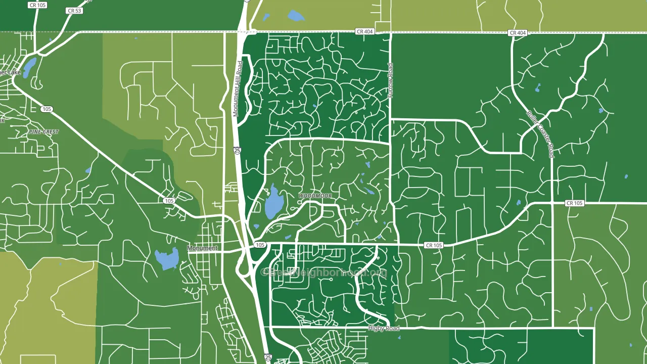 Woodmoor, CO block-group voter-turnout map