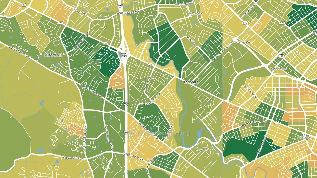 Woodmoor, Lochearn, MD block-group voter-turnout map