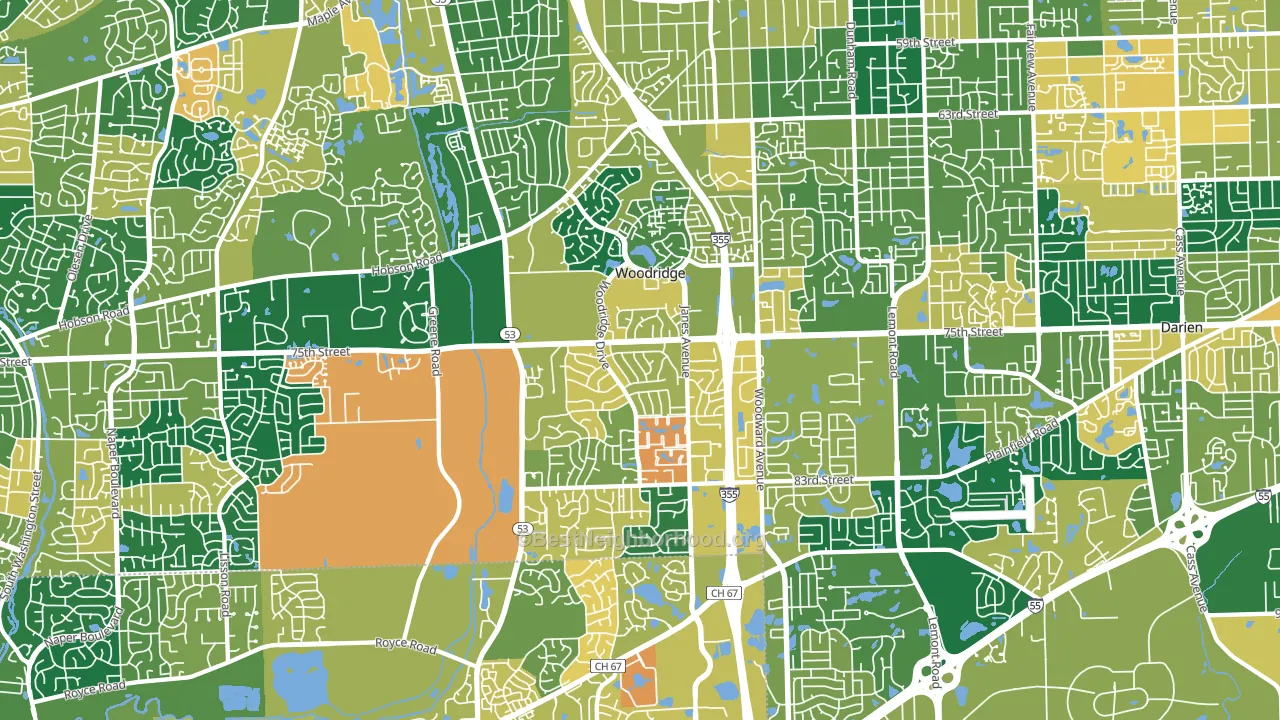 Woodridge, IL block-group voter-turnout map