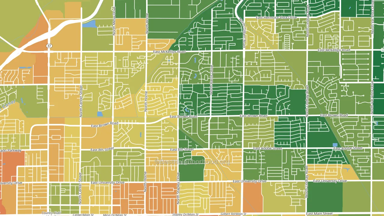 Woodridge Lakes, Mesa, AZ block-group voter-turnout map