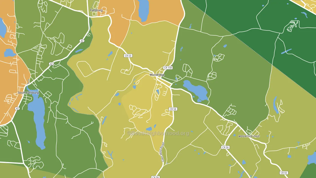 Woodridge, NY block-group voter-turnout map