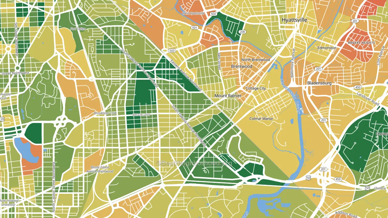 Woodridge, Washington, DC block-group voter-turnout map