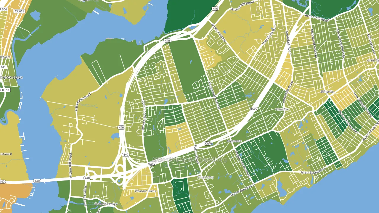 Woodrow, Staten Island, NY block-group voter-turnout map