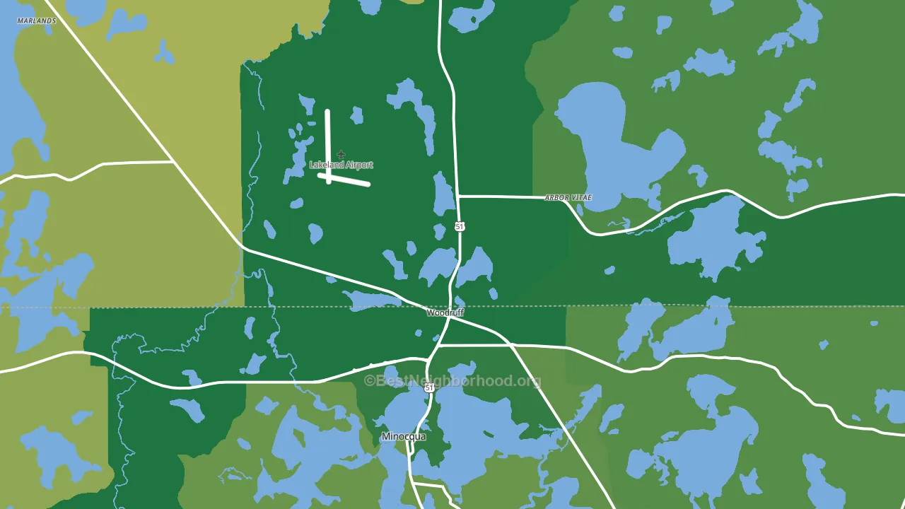 Woodruff, WI block-group voter-turnout map