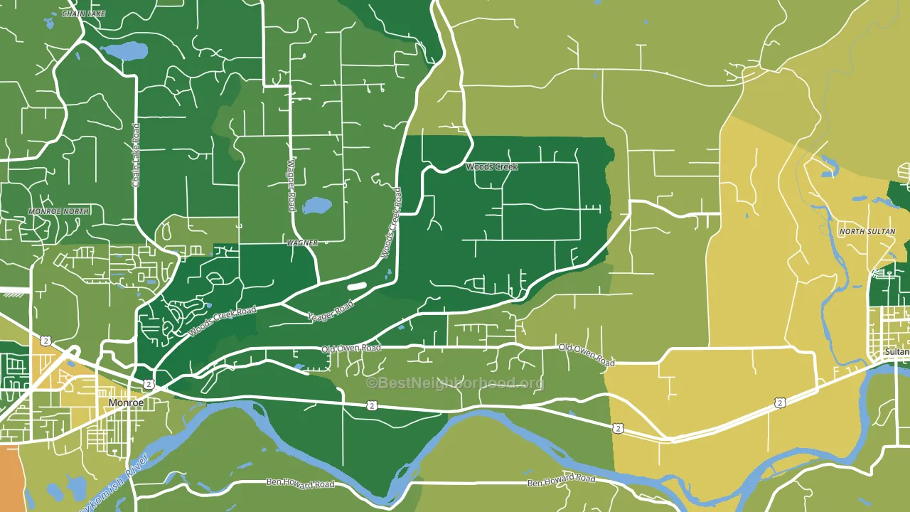 Woods Creek, WA block-group voter-turnout map