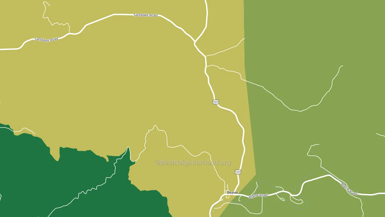 Woods, OR block-group voter-turnout map