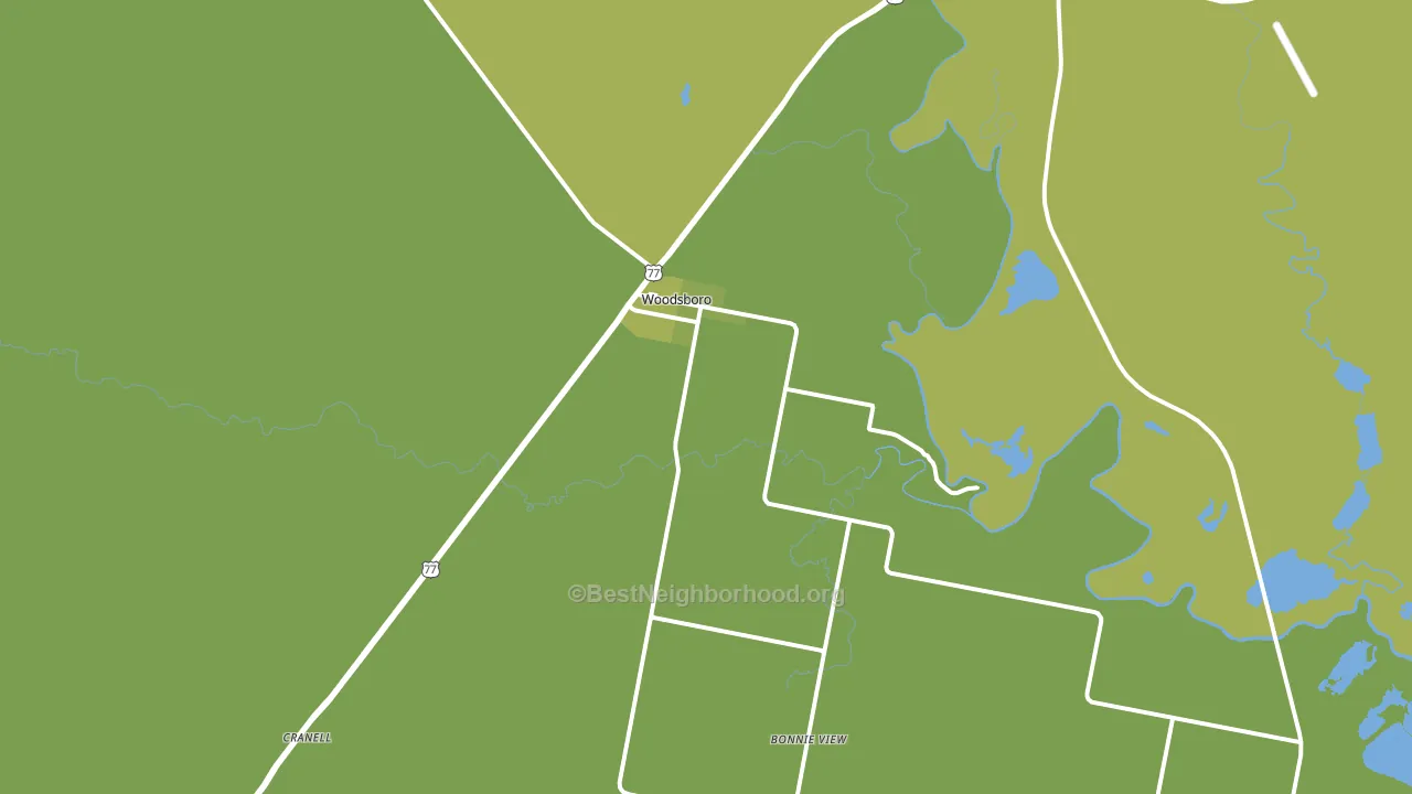 Woodsboro, TX block-group voter-turnout map