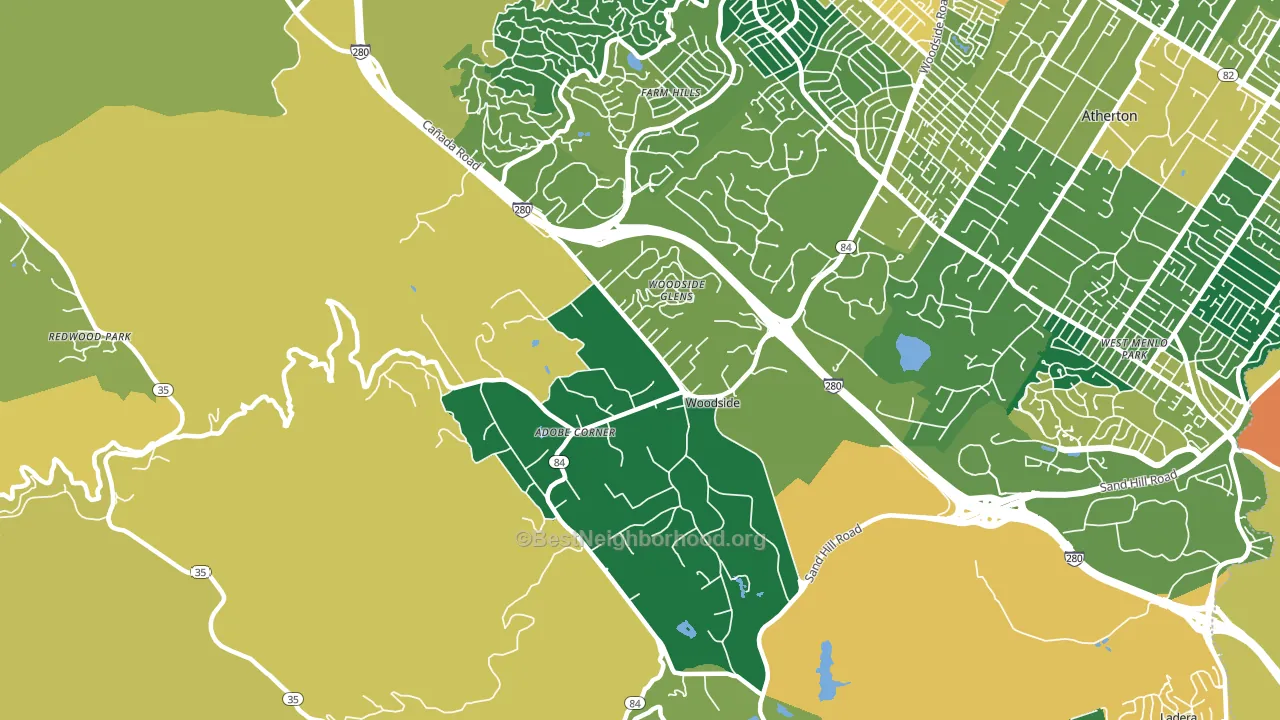 Woodside, CA block-group voter-turnout map