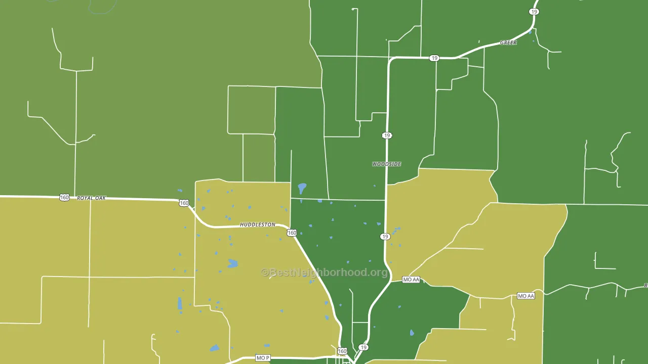 Woodside, MO block-group voter-turnout map