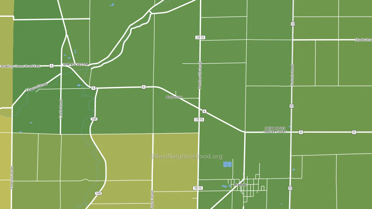 Woodside, OH block-group voter-turnout map