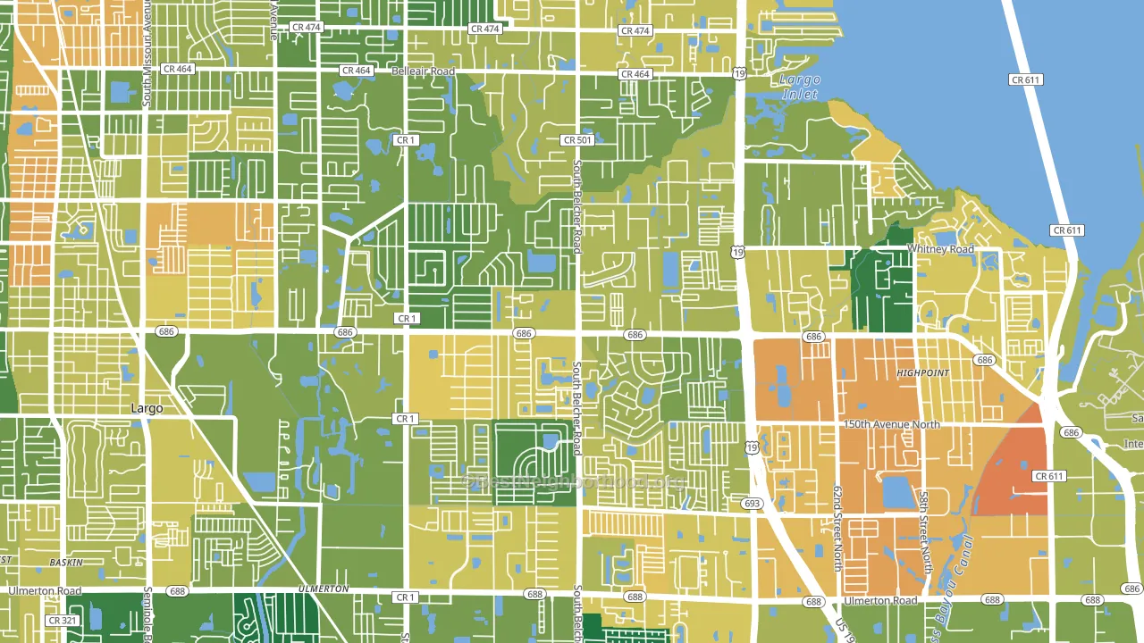 Woodside Village, Largo, FL block-group voter-turnout map