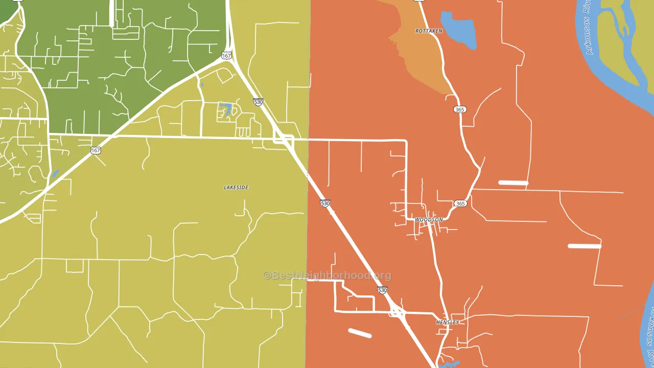 Woodson, AR block-group voter-turnout map