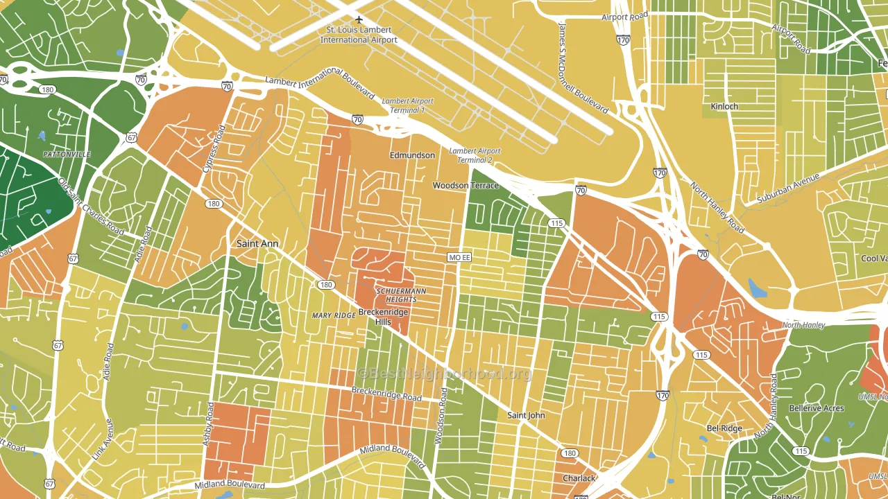 Woodson Terrace, MO block-group voter-turnout map