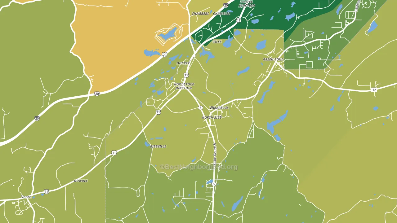 Woodstock, AL block-group voter-turnout map
