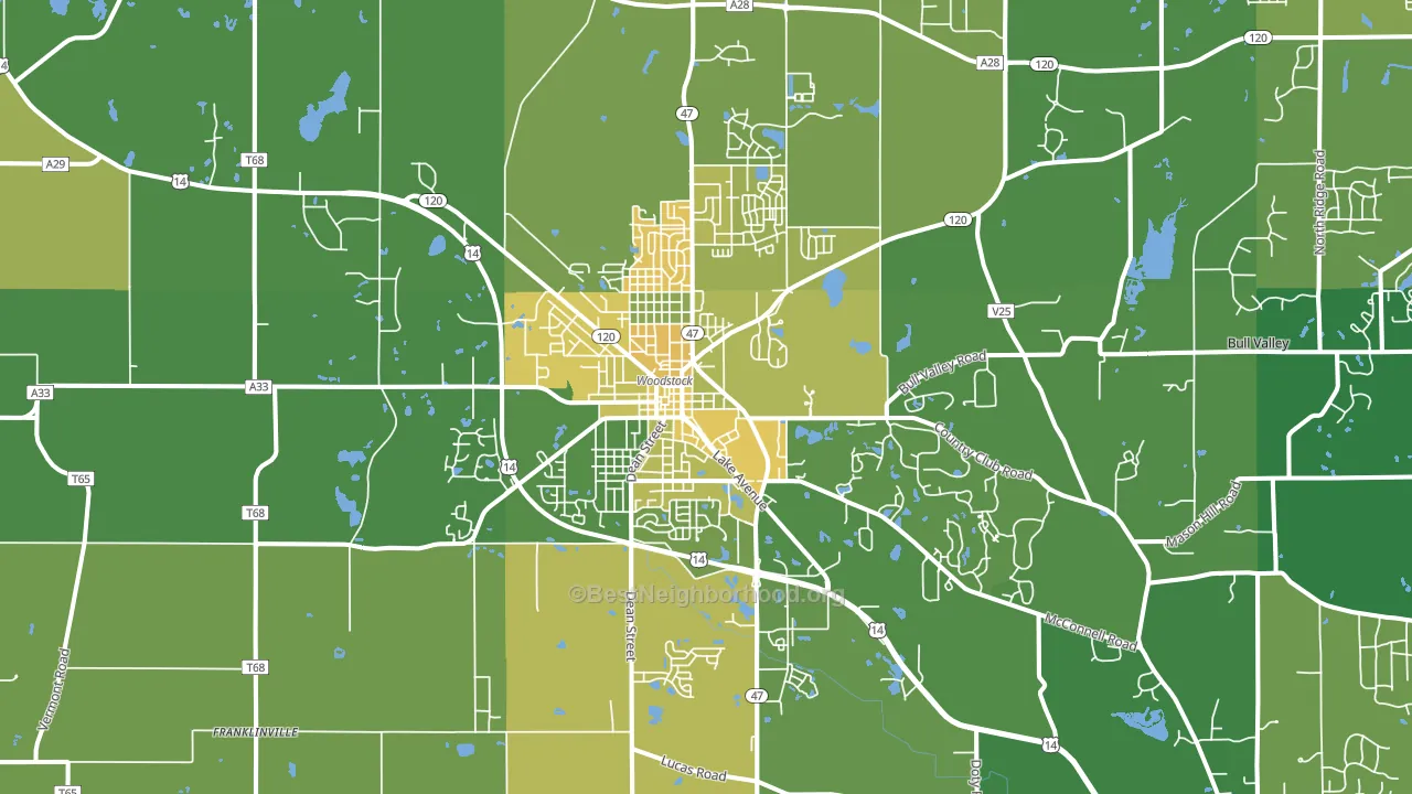 Woodstock, IL block-group voter-turnout map