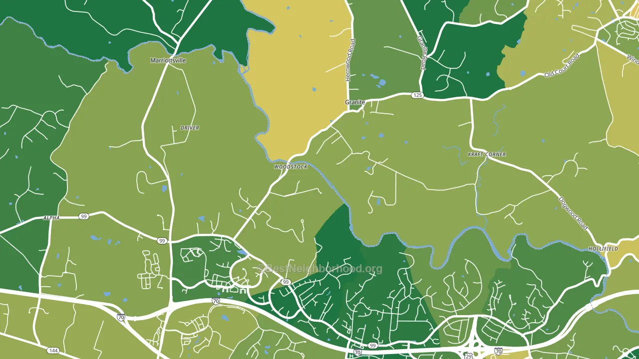 Woodstock, MD block-group voter-turnout map