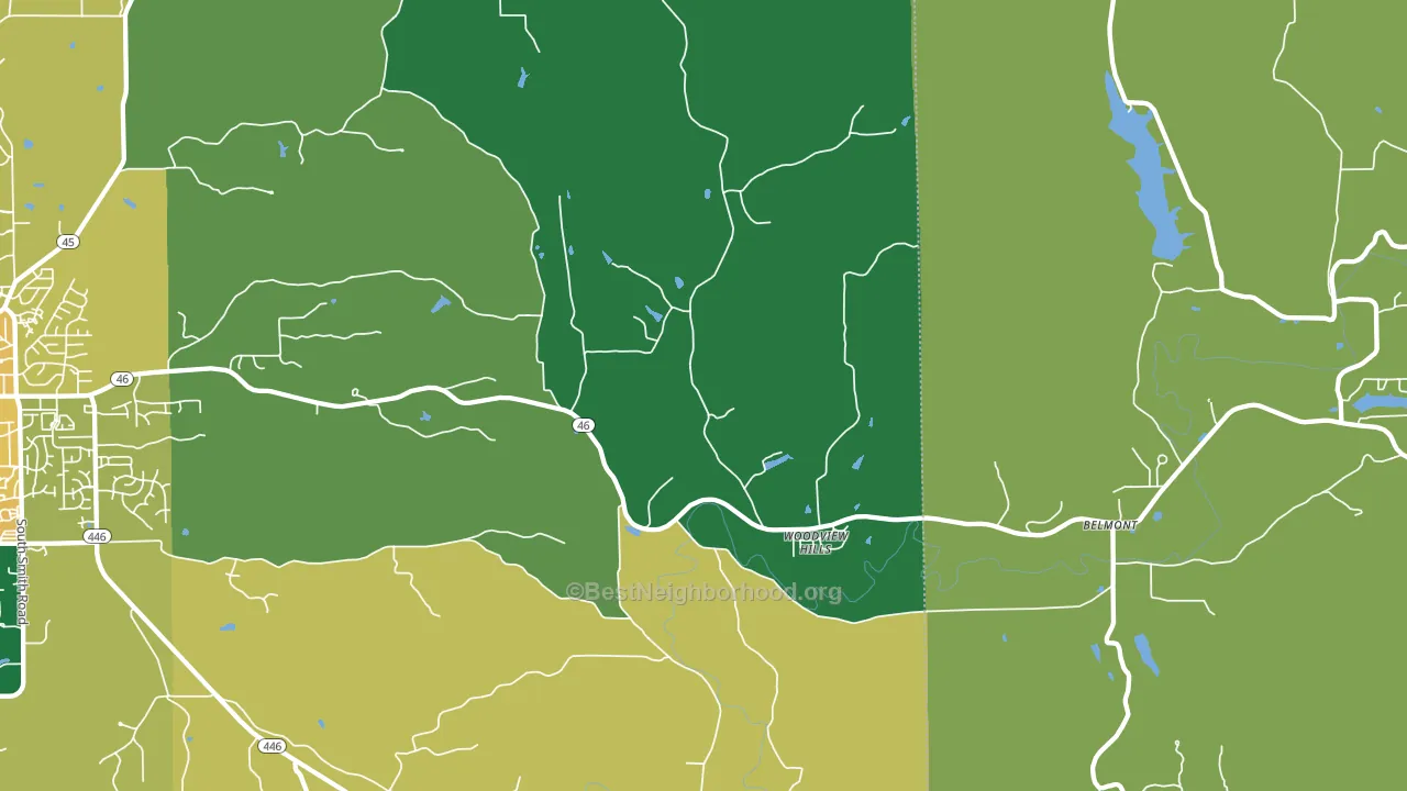 Woodville Hills, IN block-group voter-turnout map