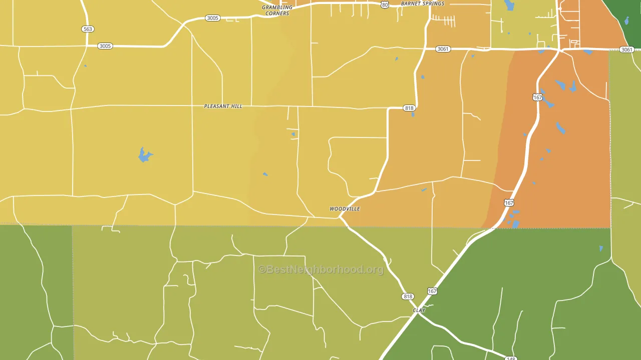 Woodville, LA block-group voter-turnout map