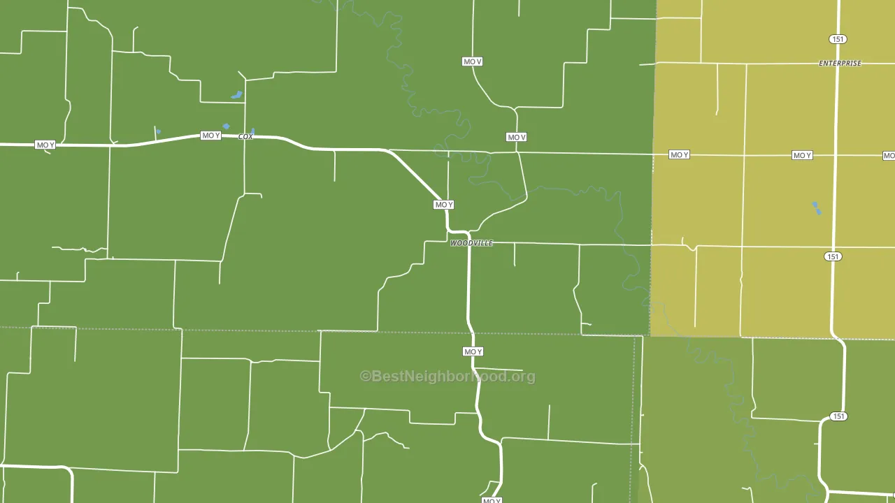 Woodville, MO block-group voter-turnout map