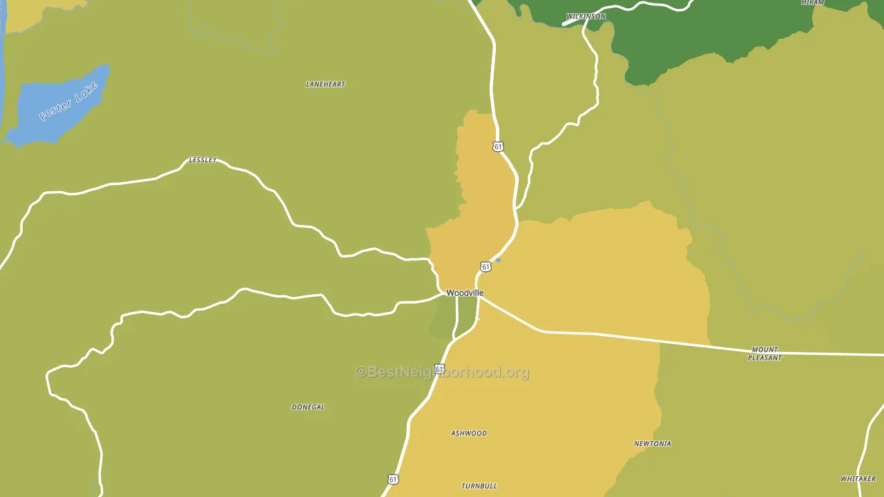 Woodville, MS block-group voter-turnout map