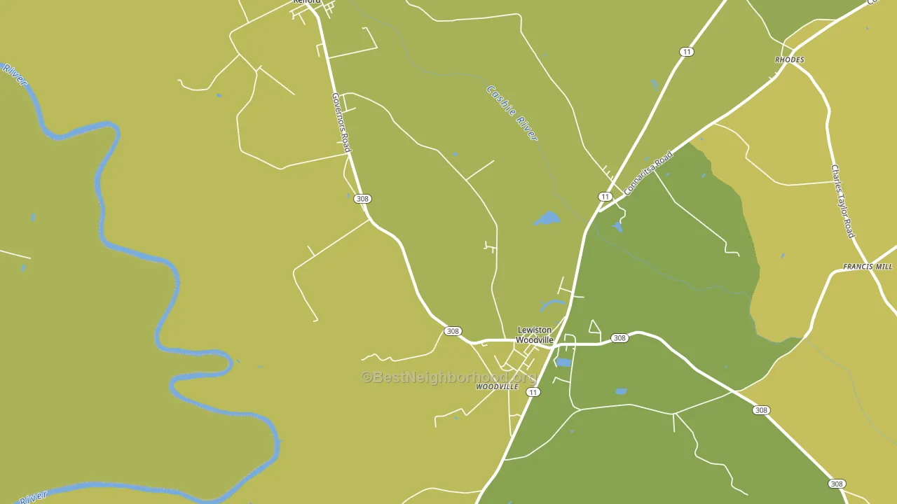 Woodville, NC block-group voter-turnout map