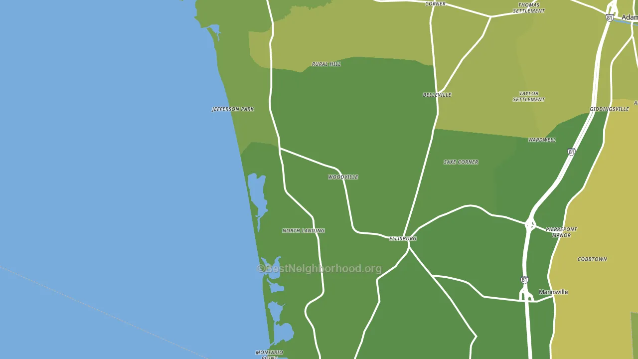 Woodville, NY block-group voter-turnout map