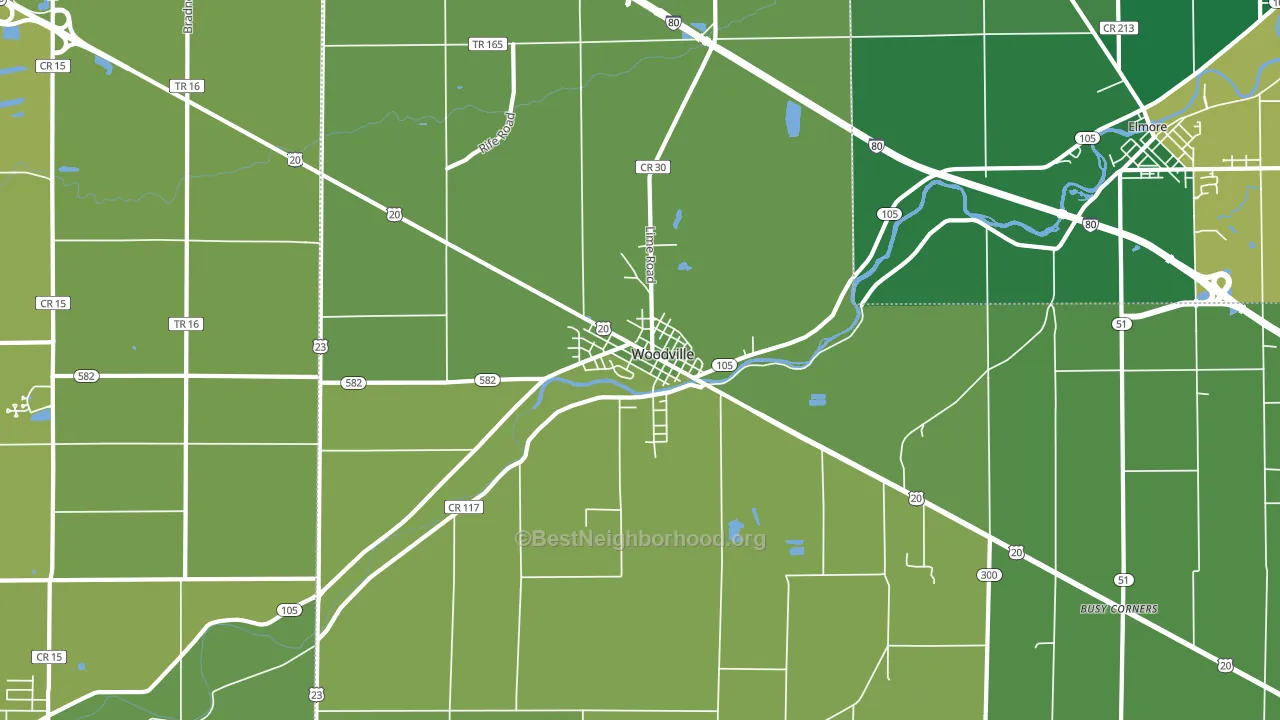 Woodville, OH block-group voter-turnout map