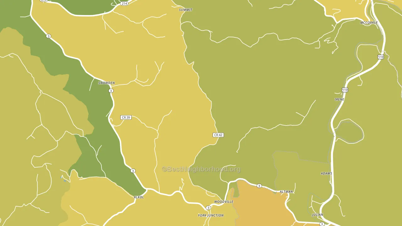 Woodville, WV block-group voter-turnout map