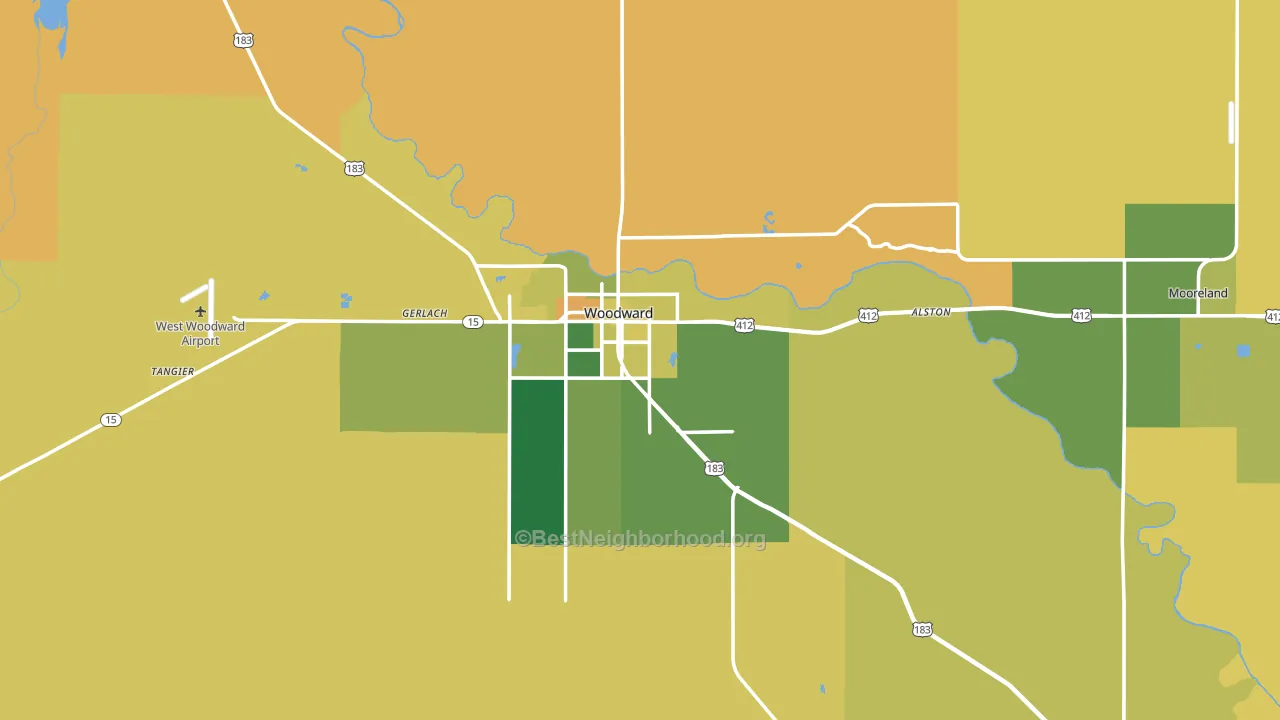 Woodward County, OK block-group voter-turnout map