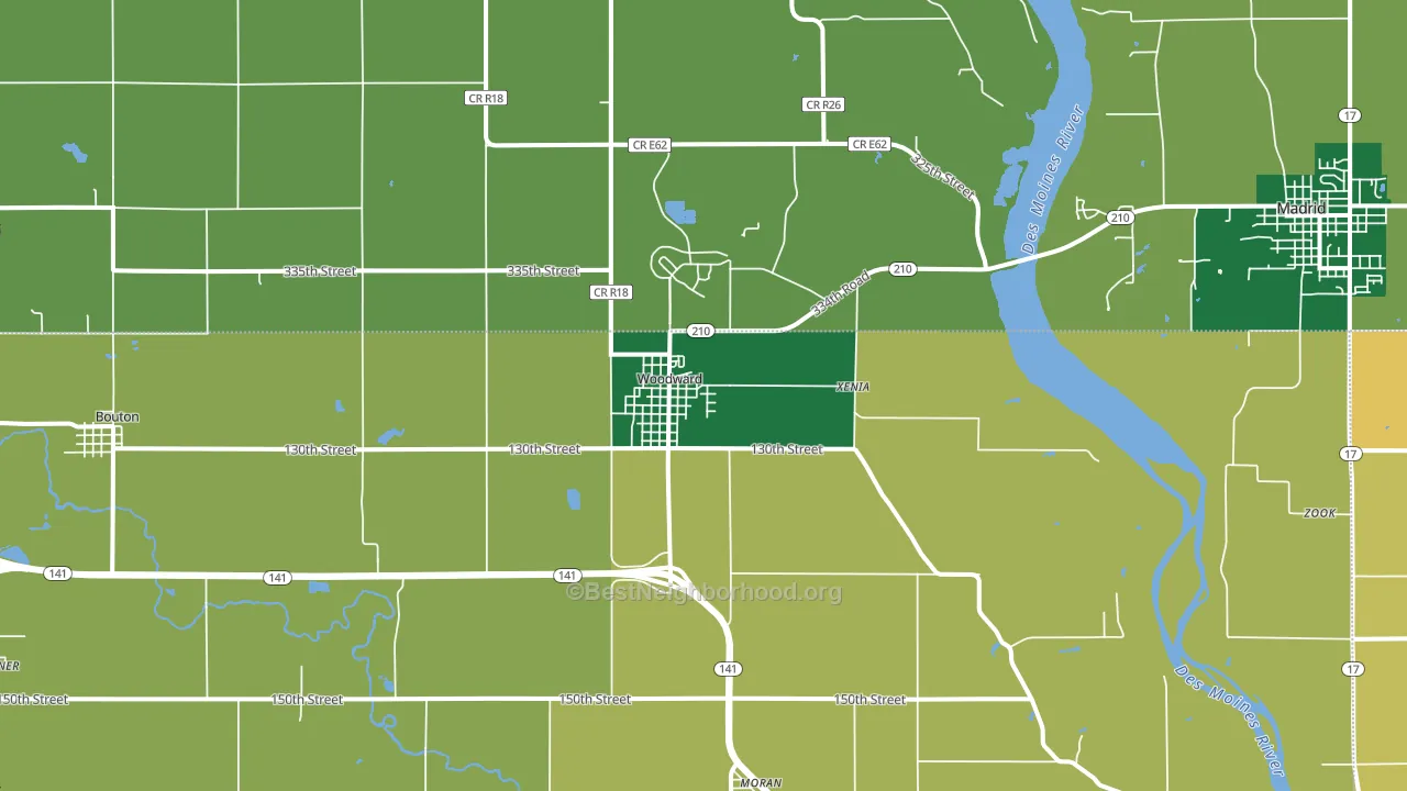 Woodward, IA block-group voter-turnout map