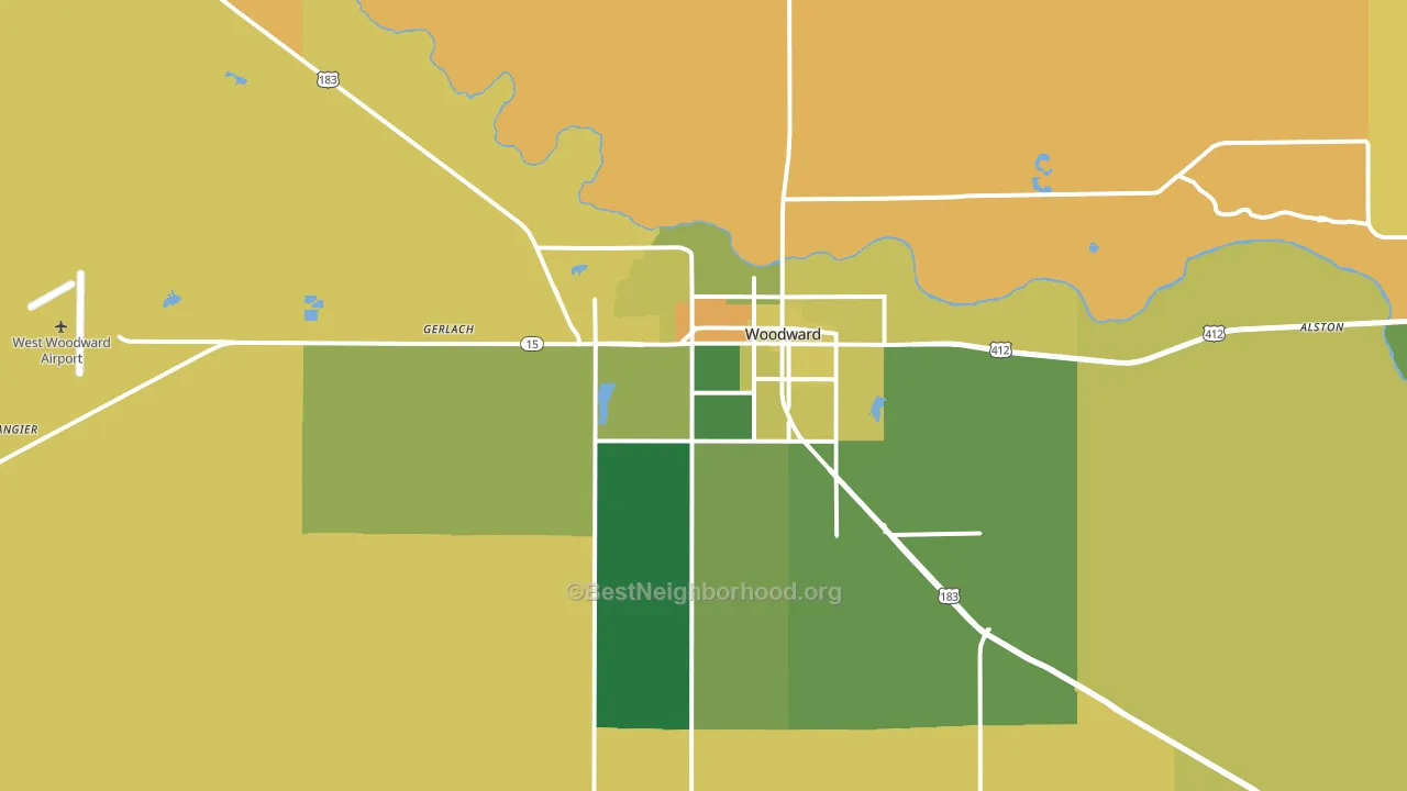 Woodward, OK block-group voter-turnout map